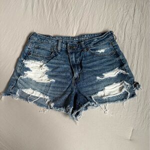 American Eagle Outfitters Women's Ripped Blue Jean Shorts